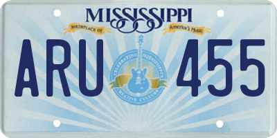 MS license plate ARU455