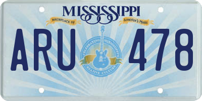MS license plate ARU478
