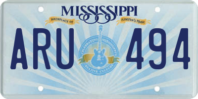 MS license plate ARU494
