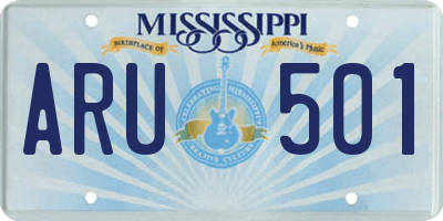 MS license plate ARU501