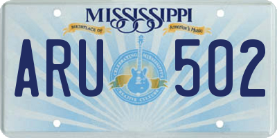MS license plate ARU502