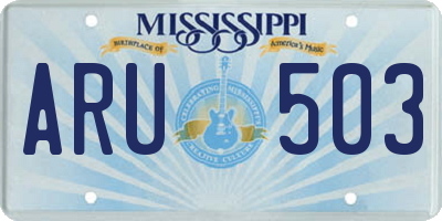 MS license plate ARU503