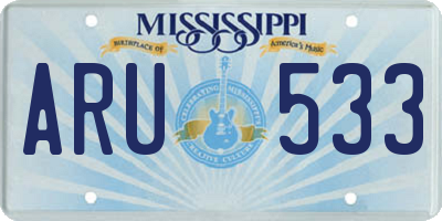 MS license plate ARU533