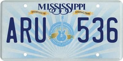 MS license plate ARU536