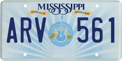 MS license plate ARV561