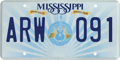 MS license plate ARW091