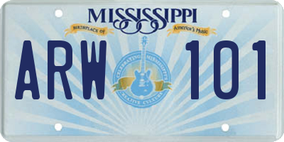 MS license plate ARW101
