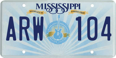 MS license plate ARW104