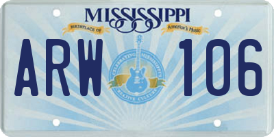 MS license plate ARW106
