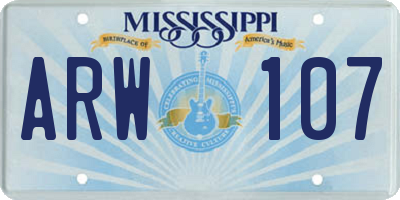 MS license plate ARW107