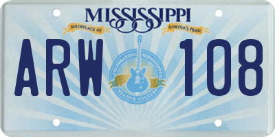 MS license plate ARW108