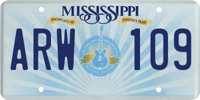 MS license plate ARW109