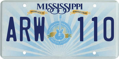 MS license plate ARW110