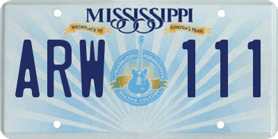 MS license plate ARW111
