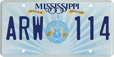 MS license plate ARW114