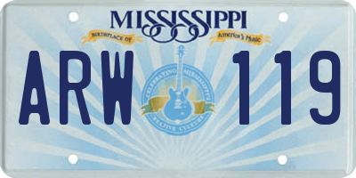 MS license plate ARW119