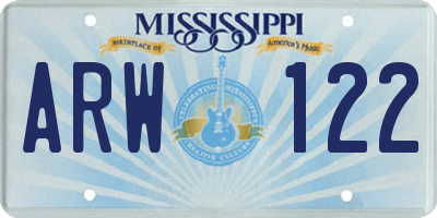 MS license plate ARW122