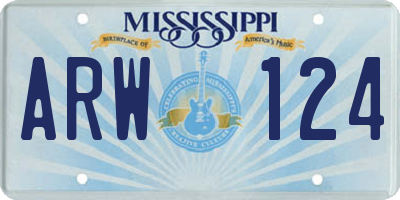 MS license plate ARW124