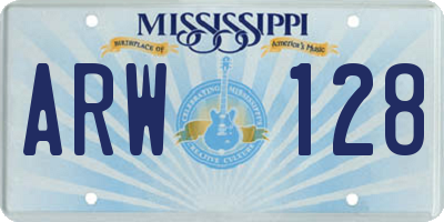 MS license plate ARW128