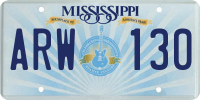 MS license plate ARW130