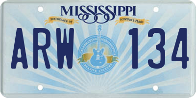 MS license plate ARW134