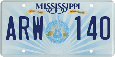 MS license plate ARW140