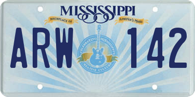 MS license plate ARW142