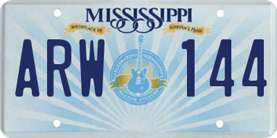 MS license plate ARW144