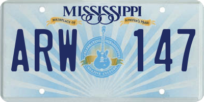 MS license plate ARW147
