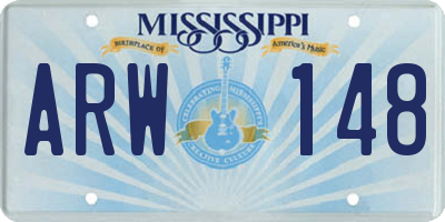 MS license plate ARW148