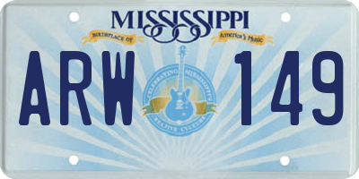 MS license plate ARW149