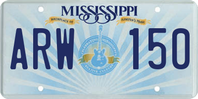 MS license plate ARW150