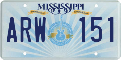 MS license plate ARW151
