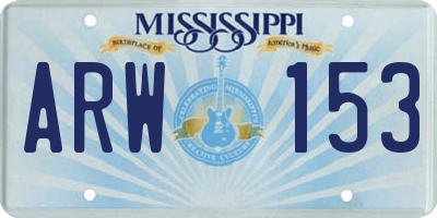 MS license plate ARW153