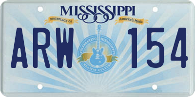 MS license plate ARW154