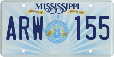 MS license plate ARW155