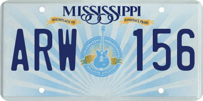 MS license plate ARW156