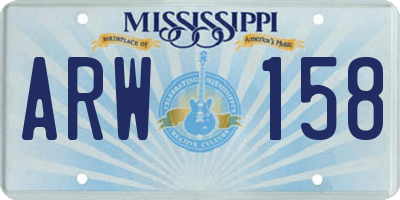 MS license plate ARW158