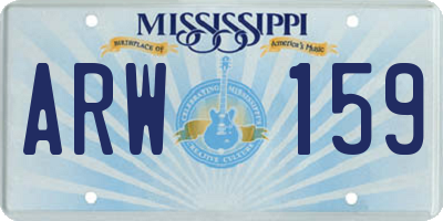 MS license plate ARW159