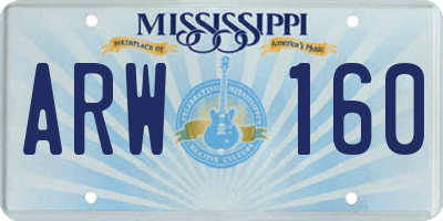 MS license plate ARW160