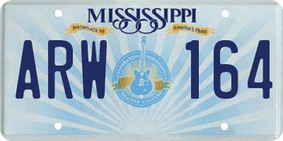 MS license plate ARW164