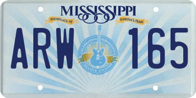 MS license plate ARW165