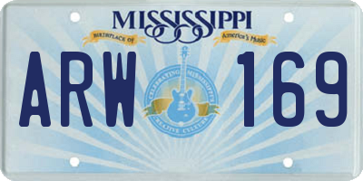 MS license plate ARW169