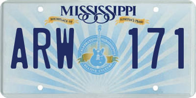 MS license plate ARW171
