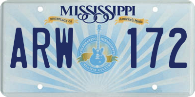 MS license plate ARW172