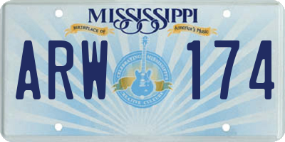 MS license plate ARW174