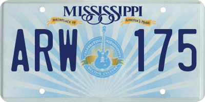 MS license plate ARW175