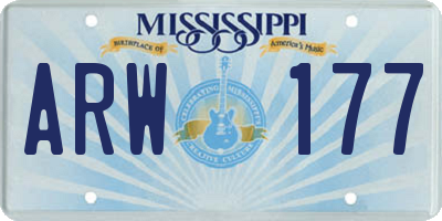 MS license plate ARW177