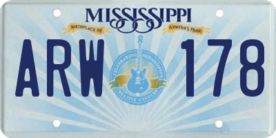 MS license plate ARW178