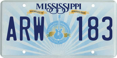 MS license plate ARW183